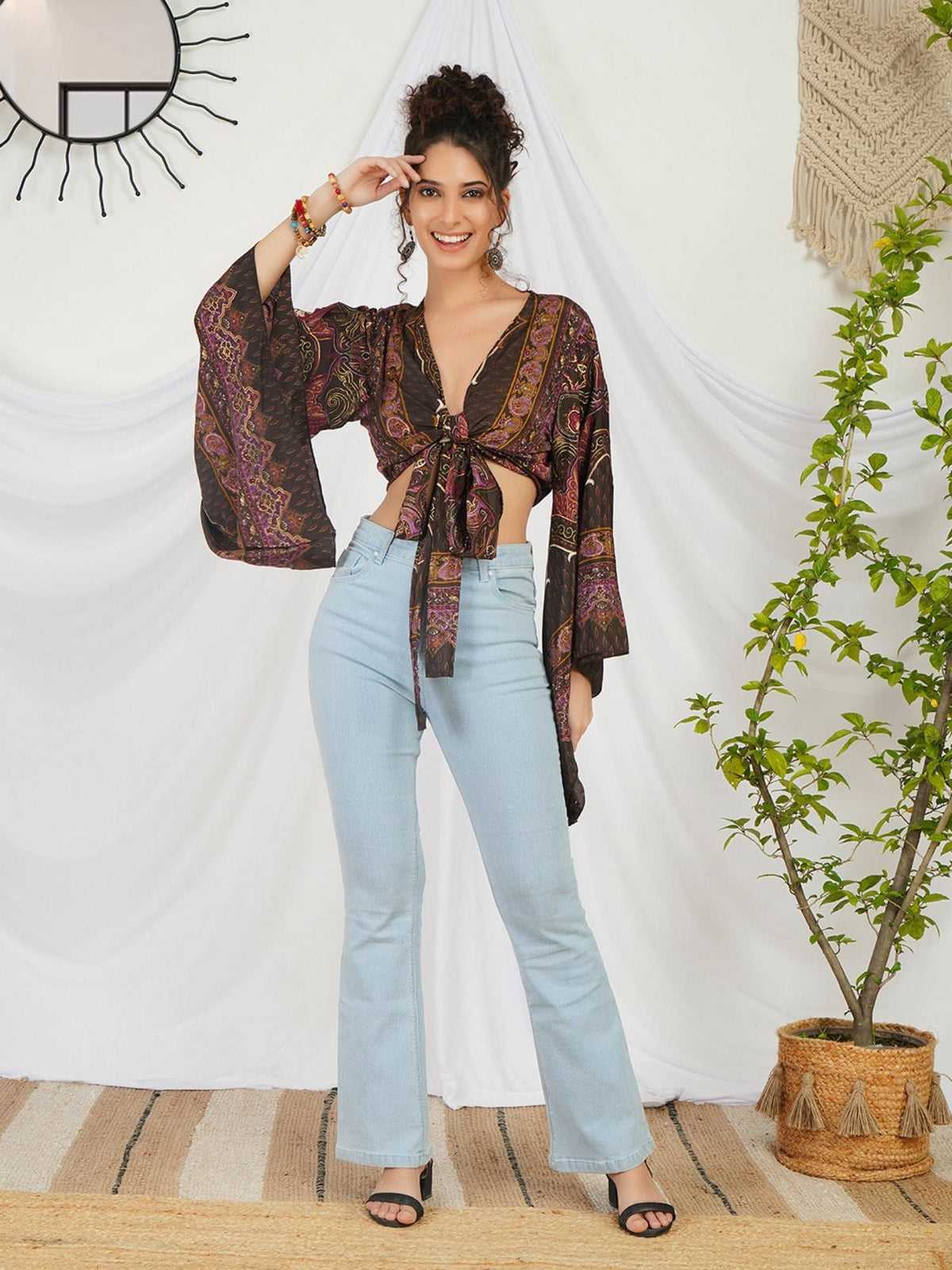 Marisela Plum Boho Tie Crop Top | CT61 - view 8