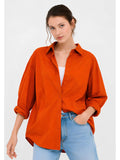 Pure Cotton Oversized Poplin Blue Shirt | S67 - view 40