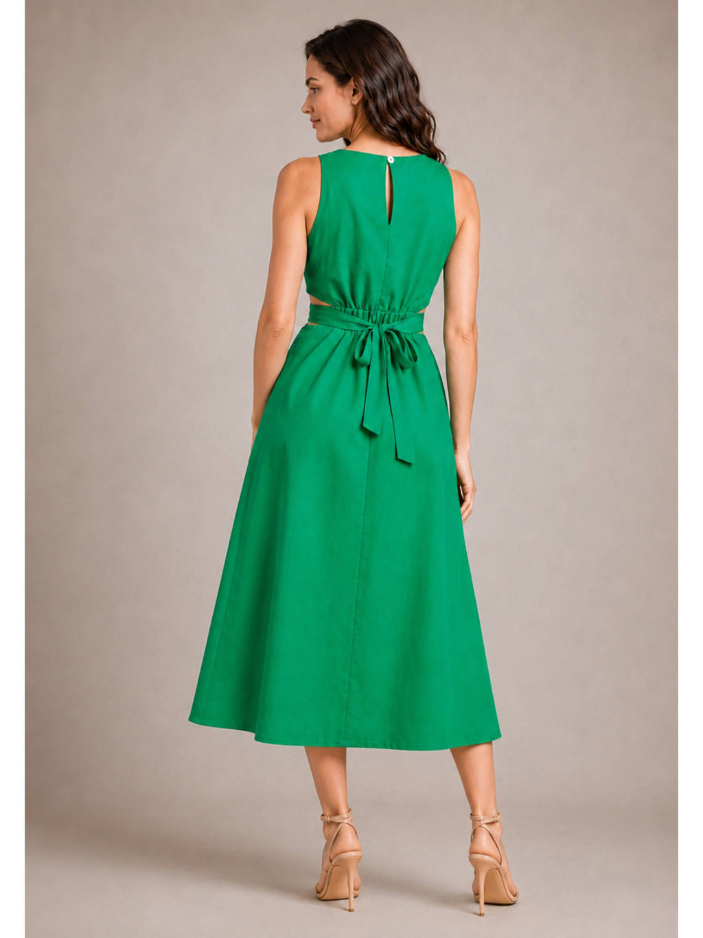 Coffee Brown Pure Cotton A-Line Dress | D56 - view 19