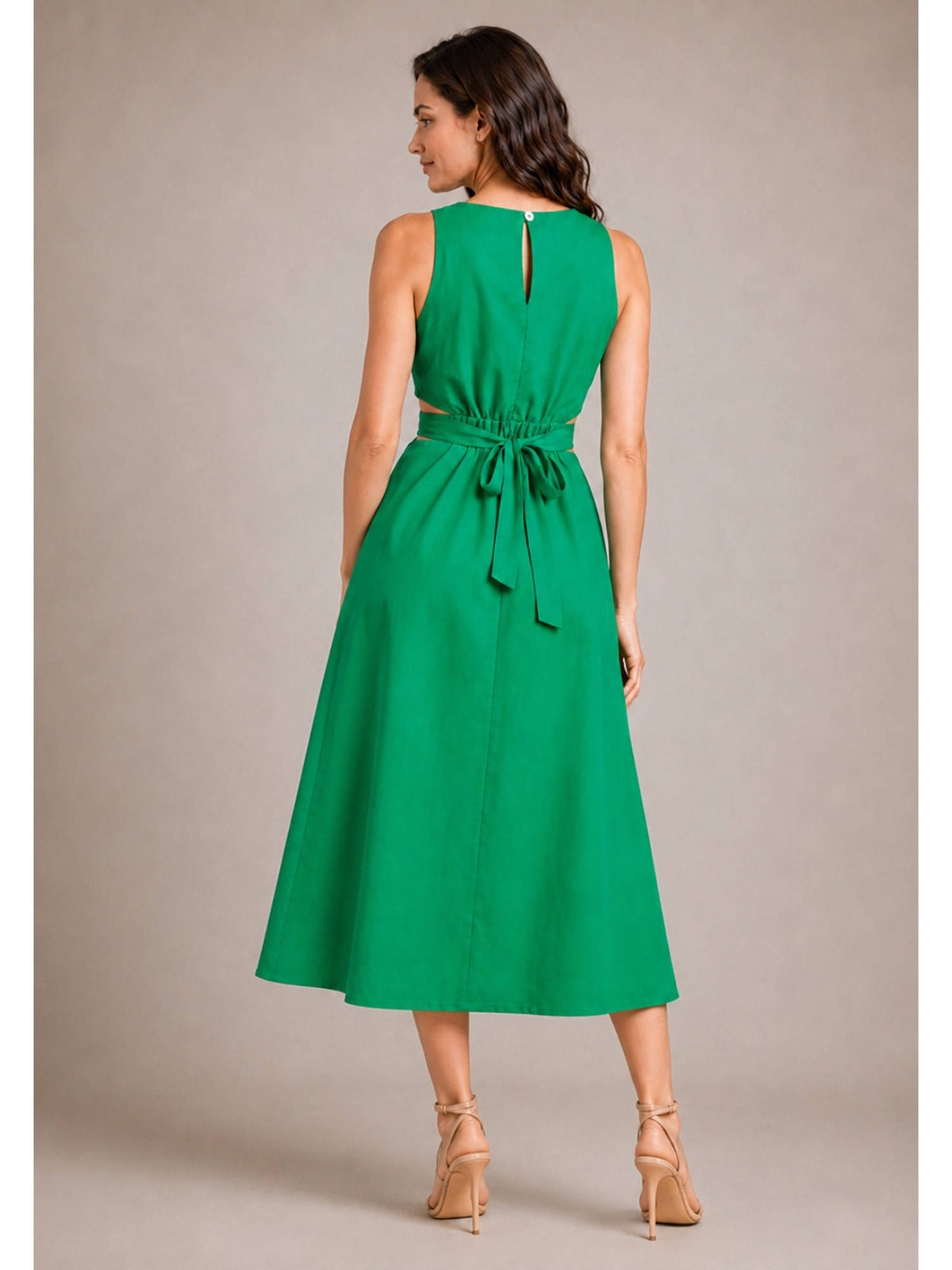 Coffee Brown Pure Cotton A-Line Dress | D56 - view 19