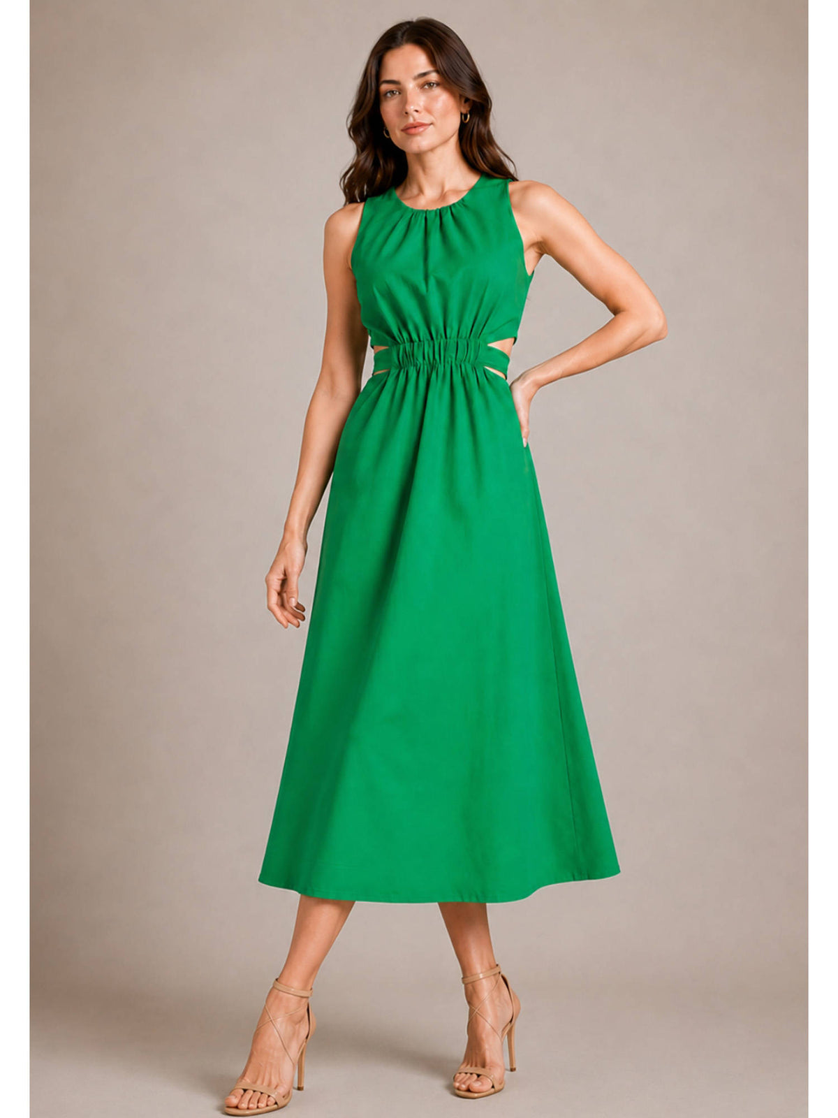 Coffee Brown Pure Cotton A-Line Dress | D56 - view 20