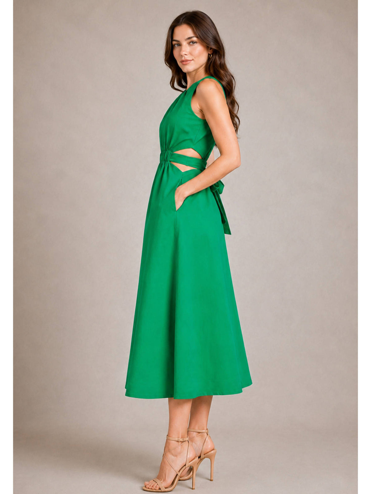 Coffee Brown Pure Cotton A-Line Dress | D56 - view 21