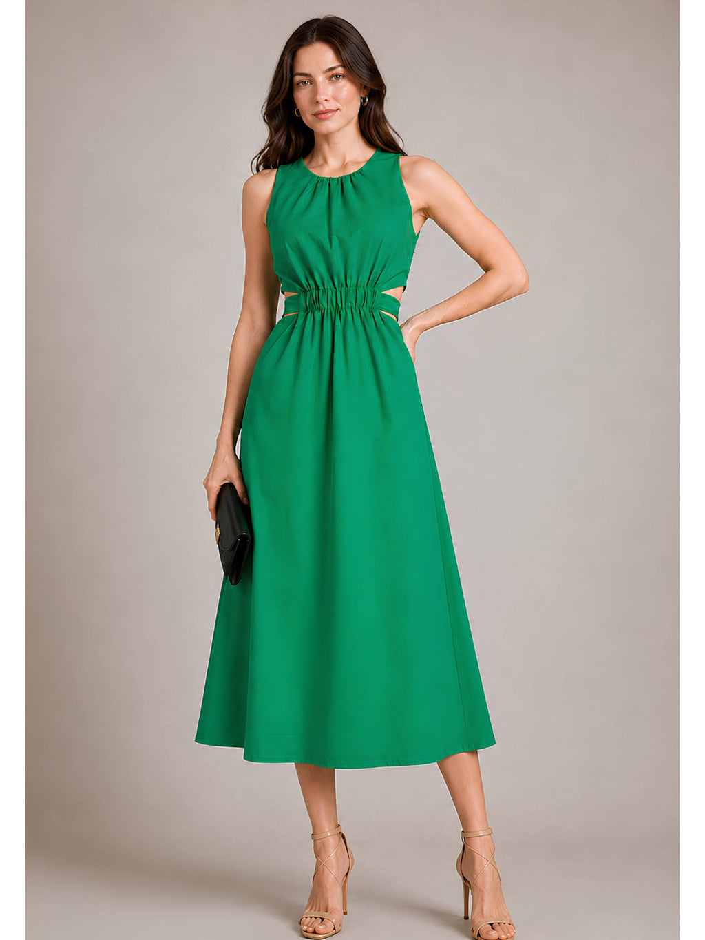 Coffee Brown Pure Cotton A-Line Dress | D56 - view 23