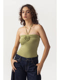 Olive Flower Necktie Top | HT67 - view 1