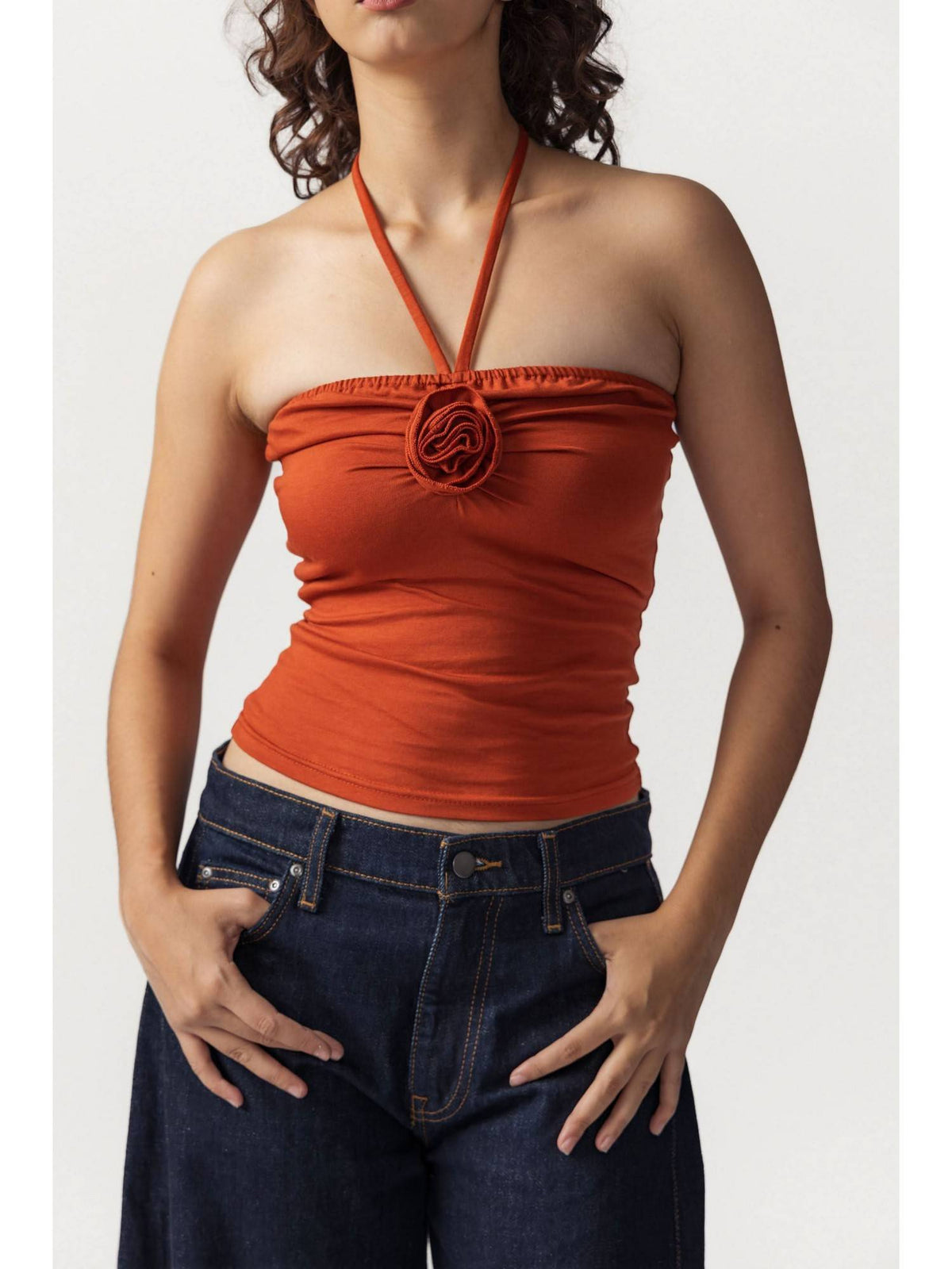 Orange Flower Necktie Top | HT67 - view 3