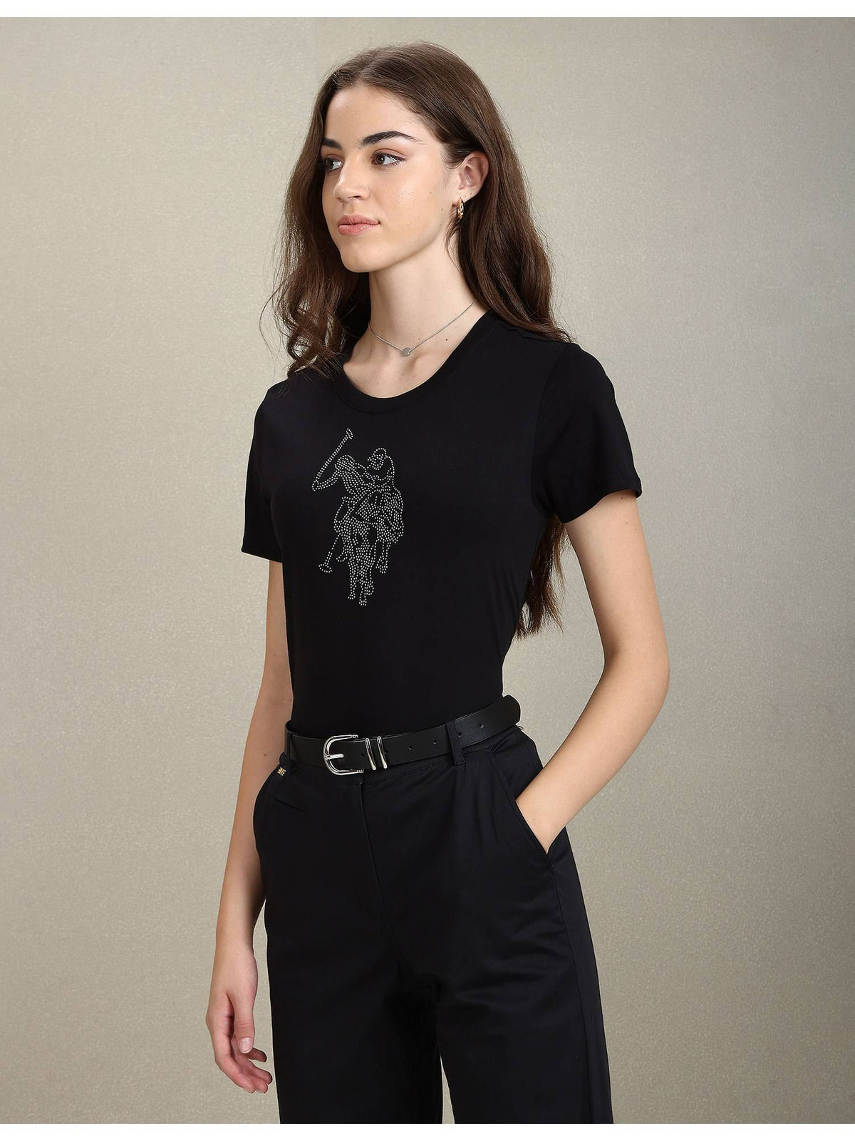 Sequin Logo Crew Neck T-t-shirt | U89 - view 4