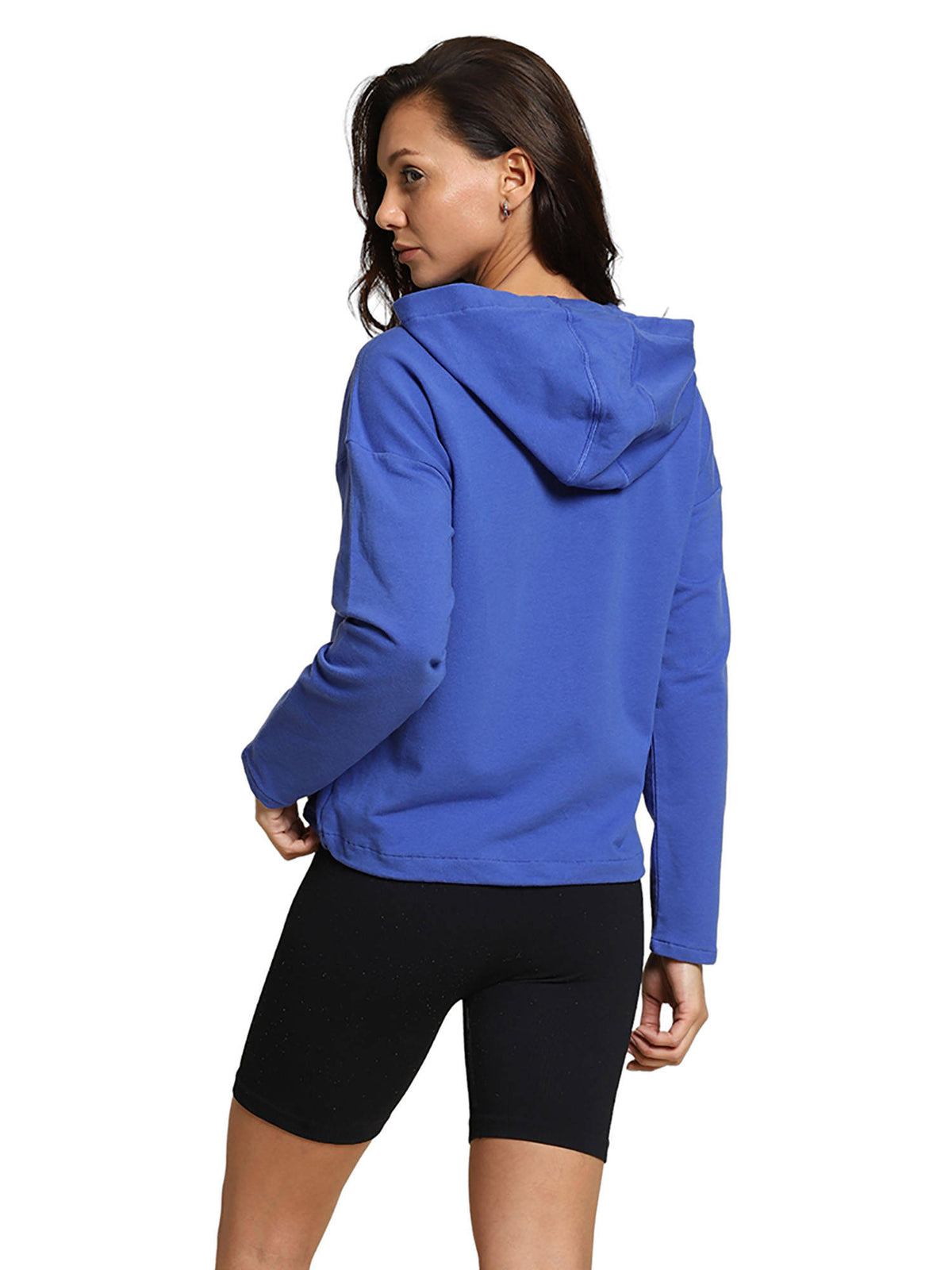 Adjustable Hem And Long Sleeves Hoodie-Dazzling Blue | JK12 - view 2