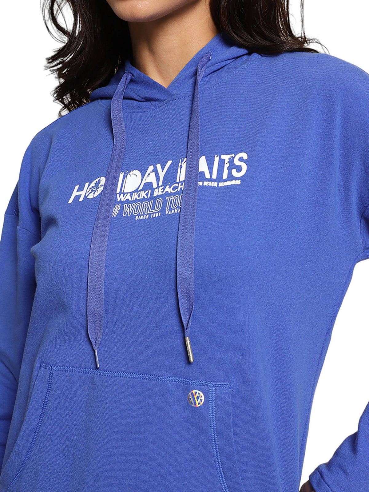 Adjustable Hem And Long Sleeves Hoodie-Dazzling Blue | JK12 - view 3