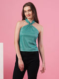 Women Teal Halter Neck Party Top | HT67 - view 1