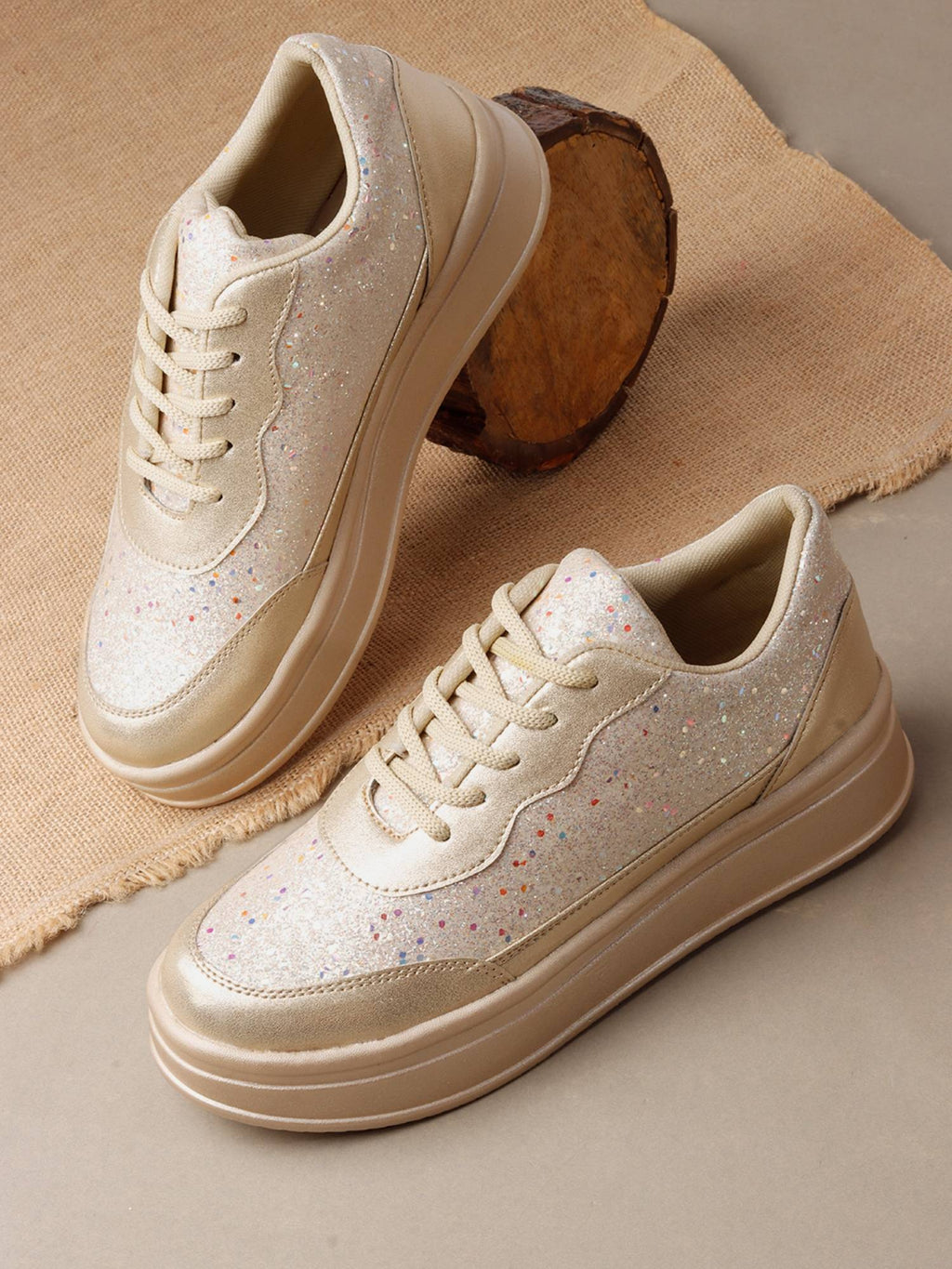 Women Gold Glitter Sneakers | SN09 - view 4
