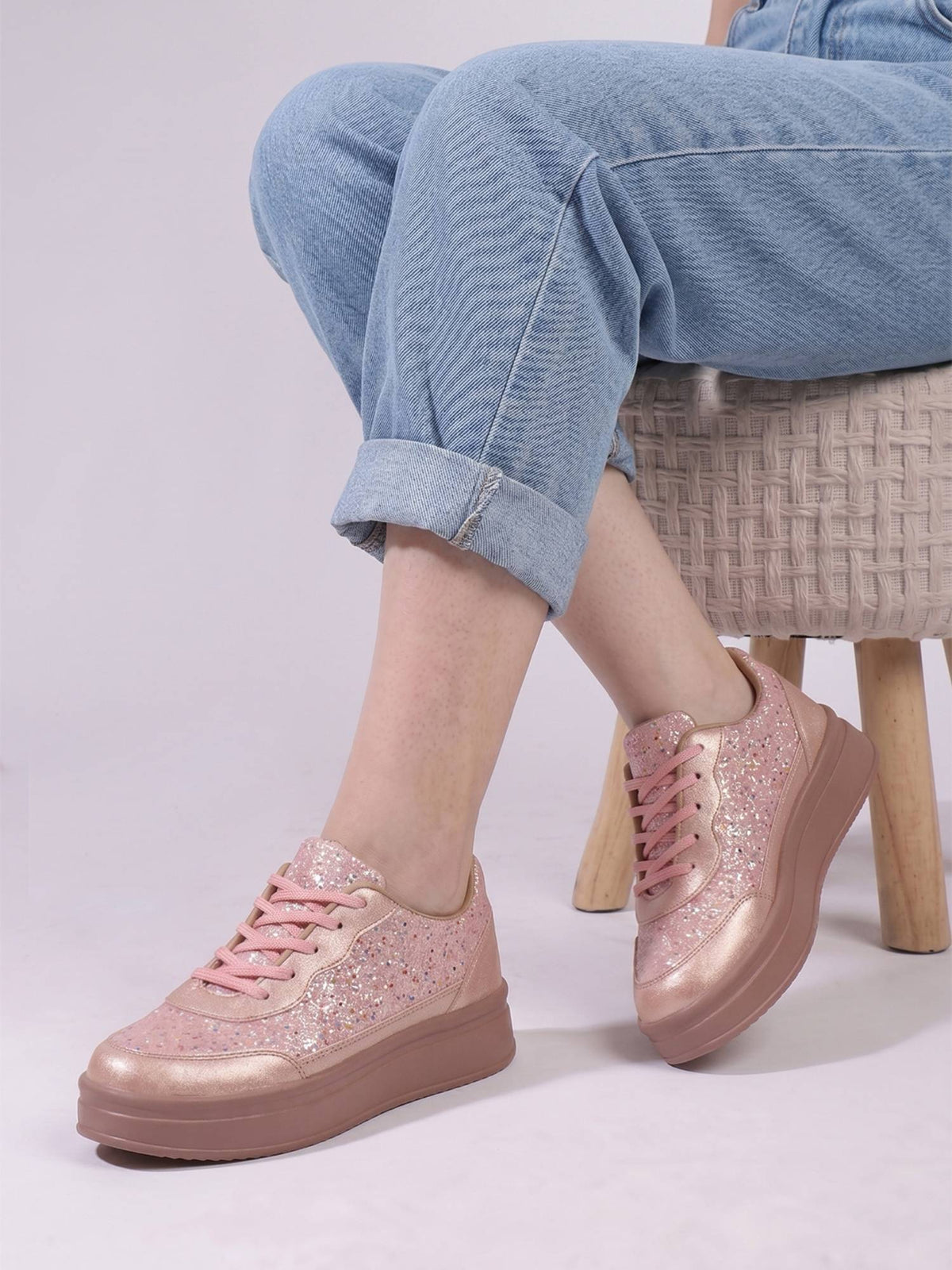Women Gold Glitter Sneakers | SN09 - view 18