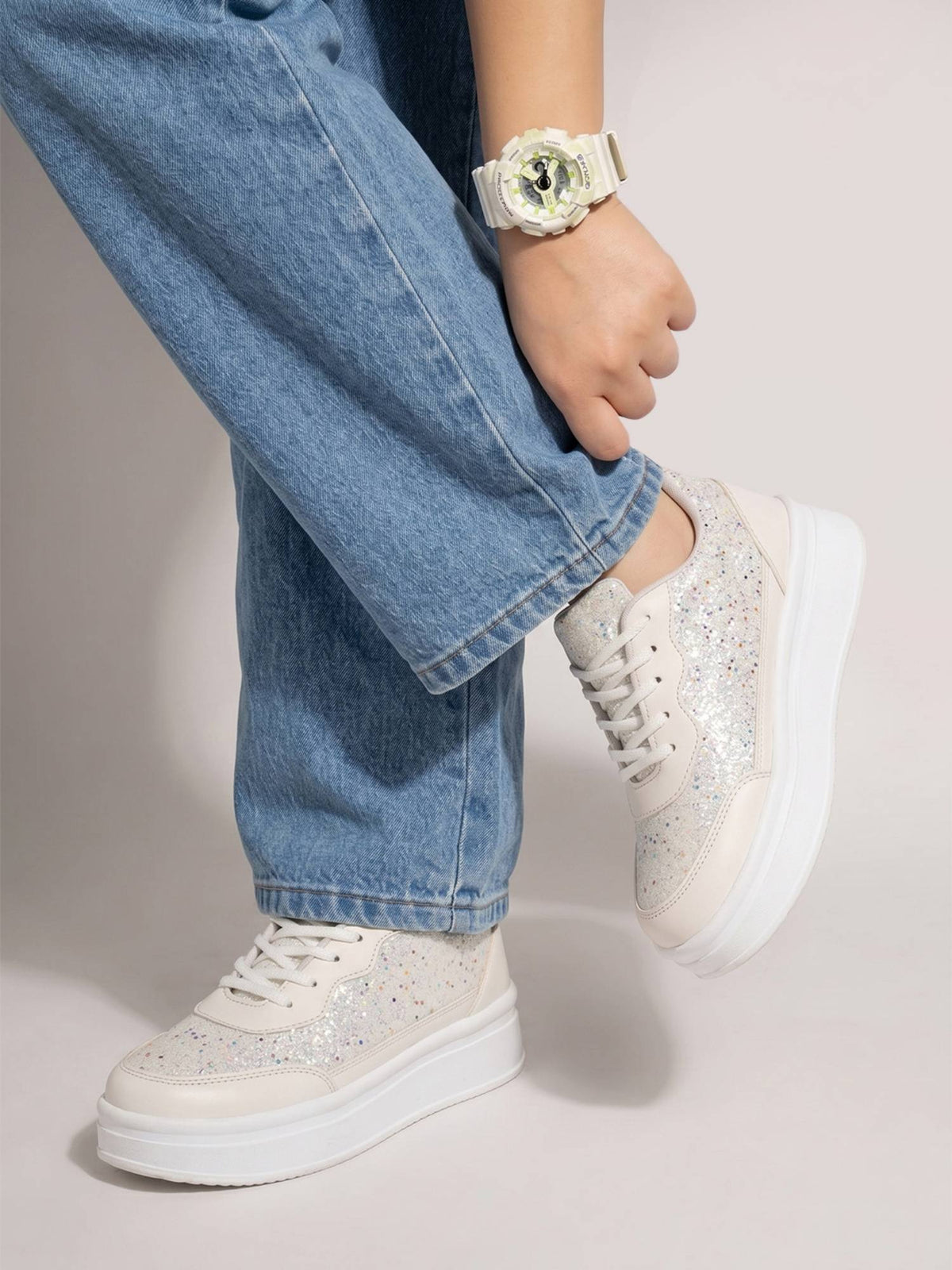 Women Gold Glitter Sneakers | SN09 - view 10