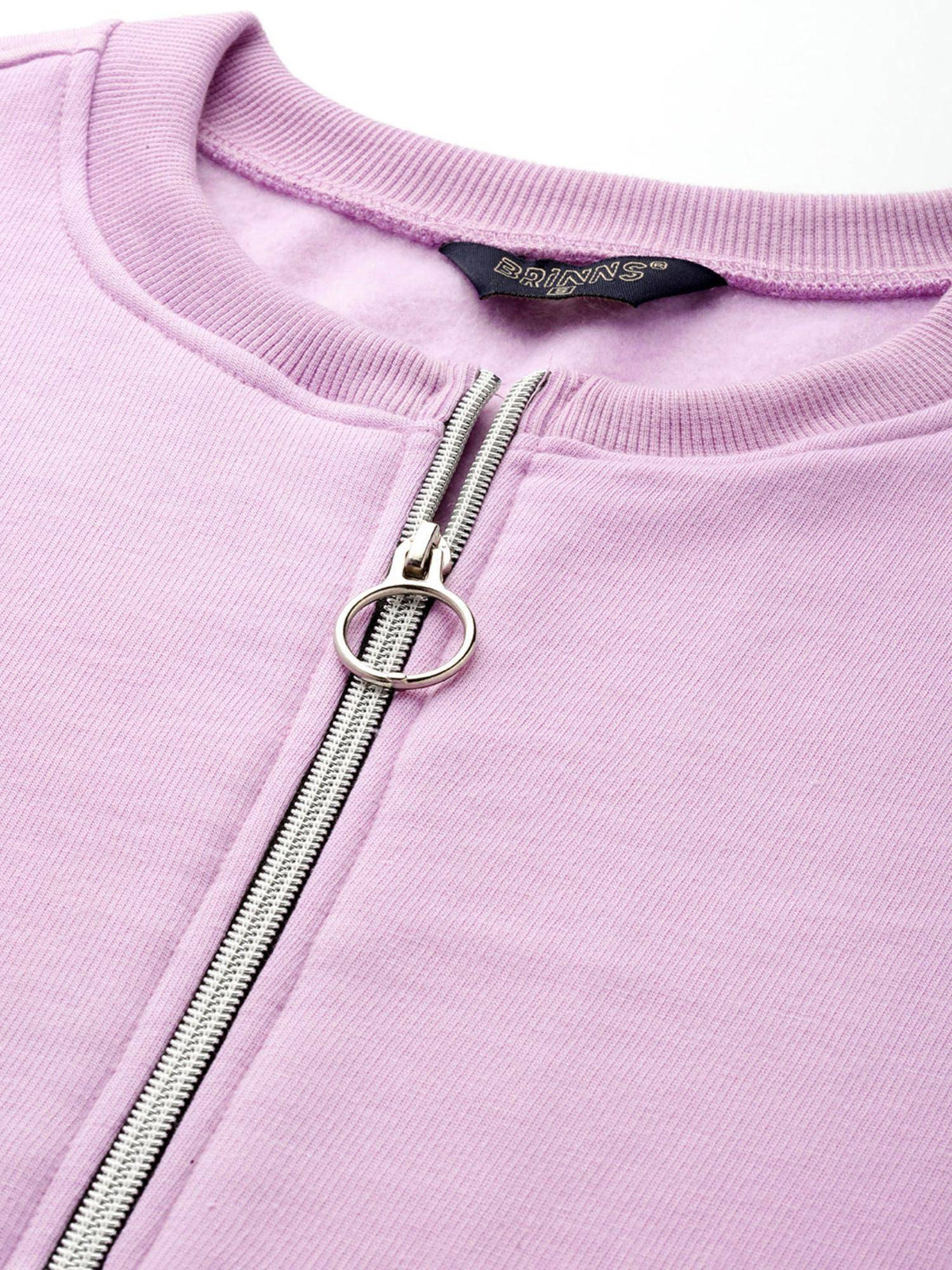Women Collarless Solid Fleece Casual Jacket Lavender | JC78 - view 3