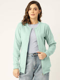 Women Collarless Solid Fleece Casual Jacket Lavender | JC78 - view 28