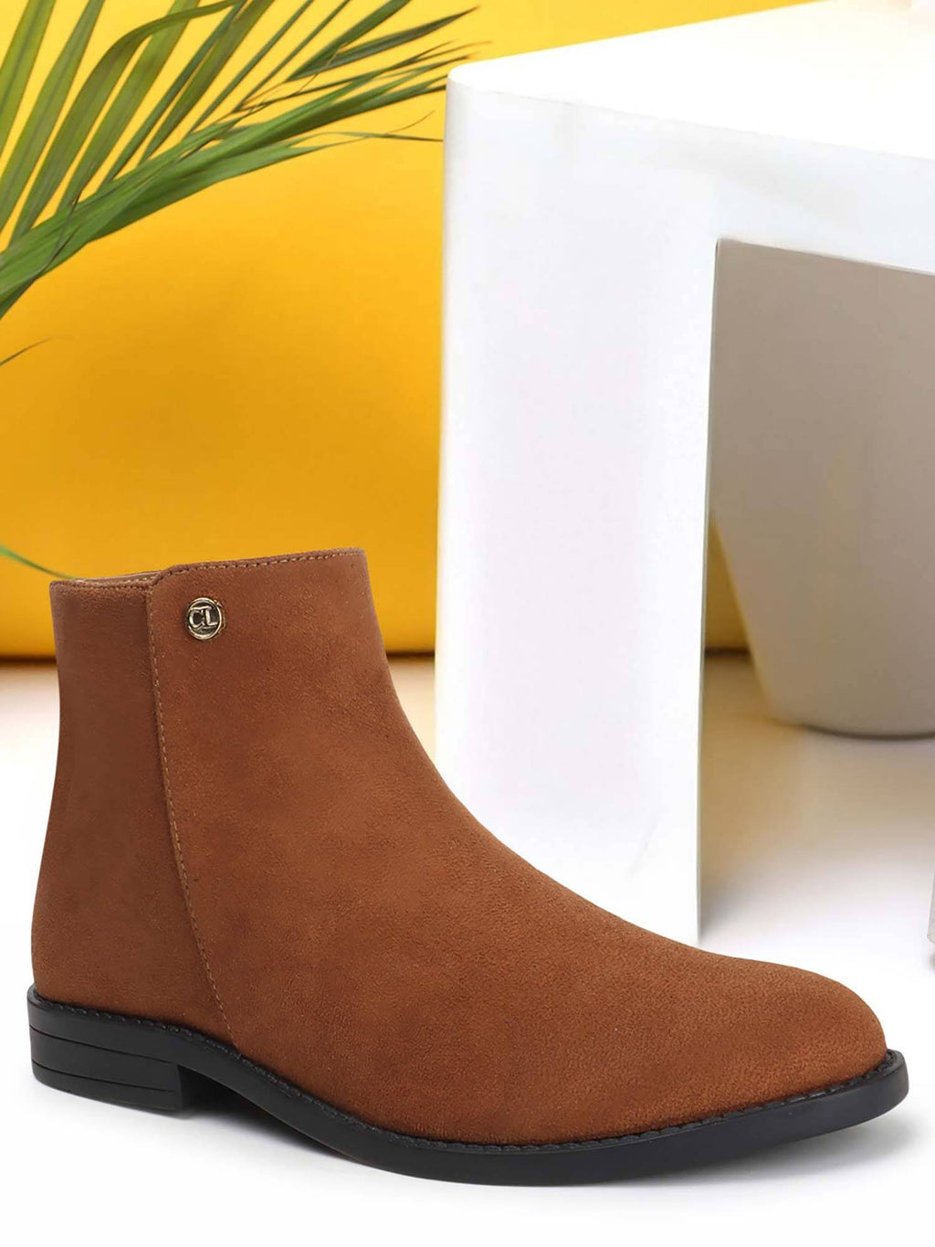 Tan Mid Top Zip Women Boots | BT61 - view 3