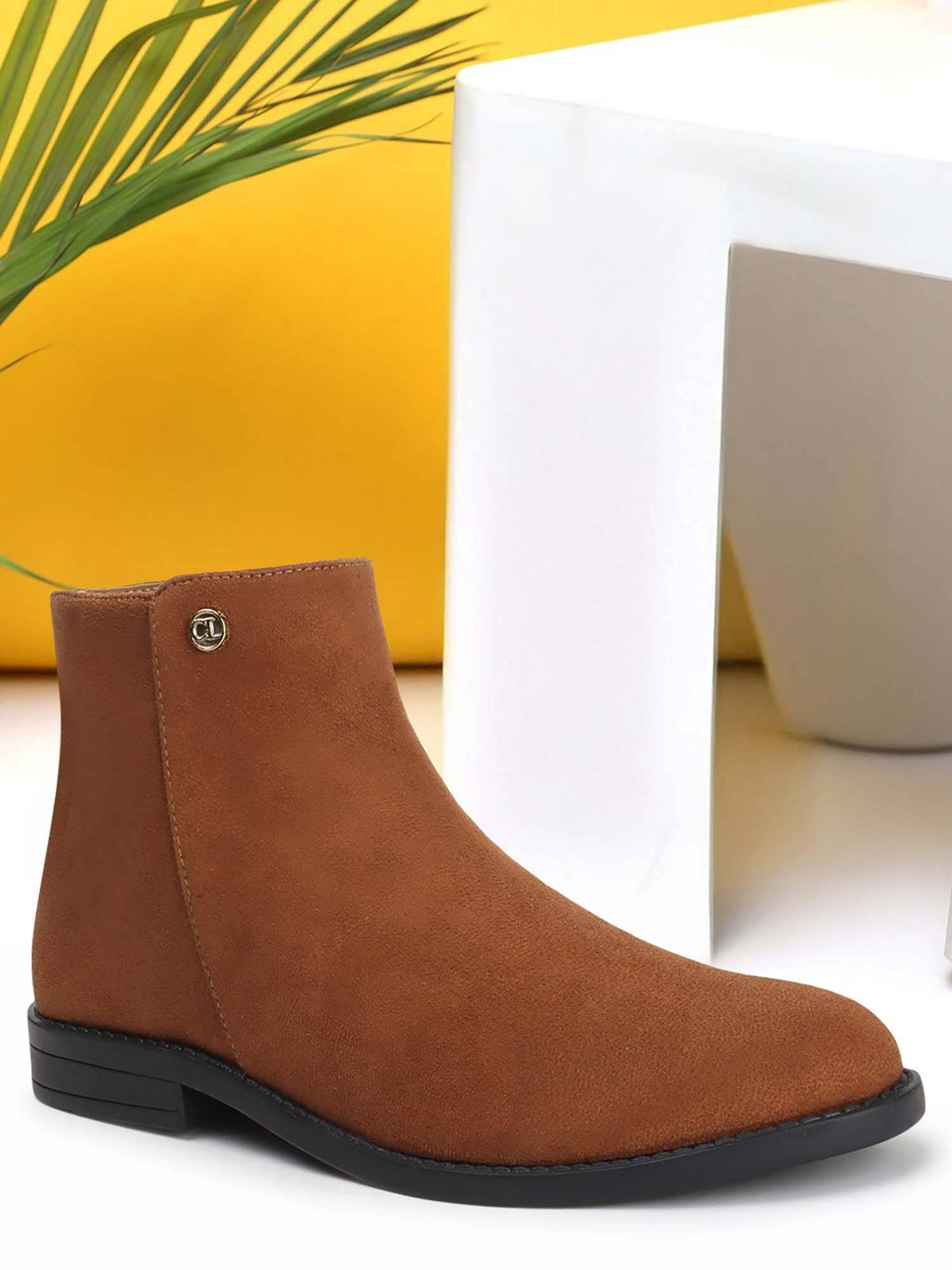 Tan Mid Top Zip Women Boots | BT61 - view 3