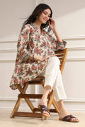 Off-White and Red Cotton A-Line Shirt K60