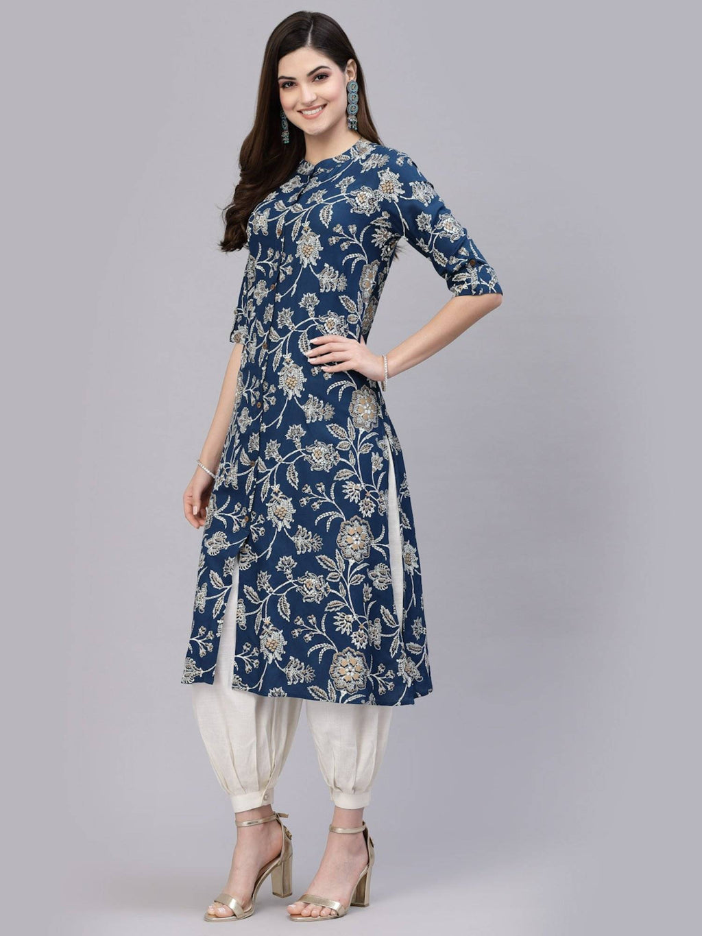 Womens Floral Print Rayon A-line Kurta | KDG - view 31