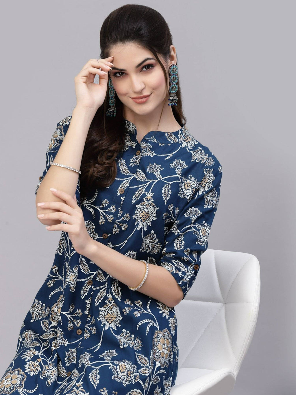 Womens Floral Print Rayon A-line Kurta | KDG - view 34
