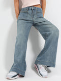Blue Front Pocket Wide Leg Jeans | WL90 - view 1