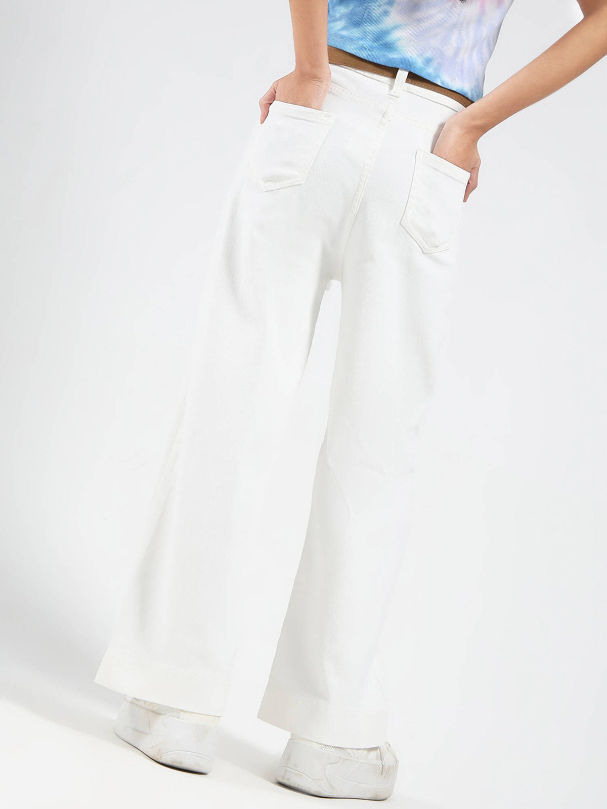 White High Waist Bootcut Leg Jeans | BT10 - view 3