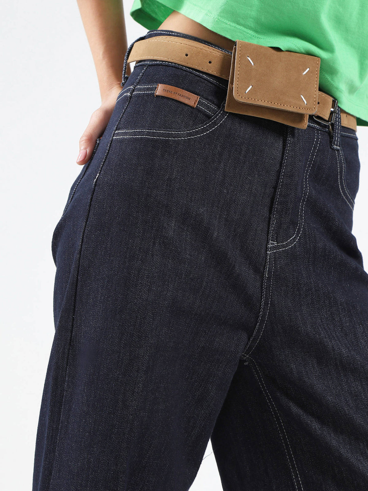 Navy Blue High Waist Wide Leg Jeans | WL90 - view 5