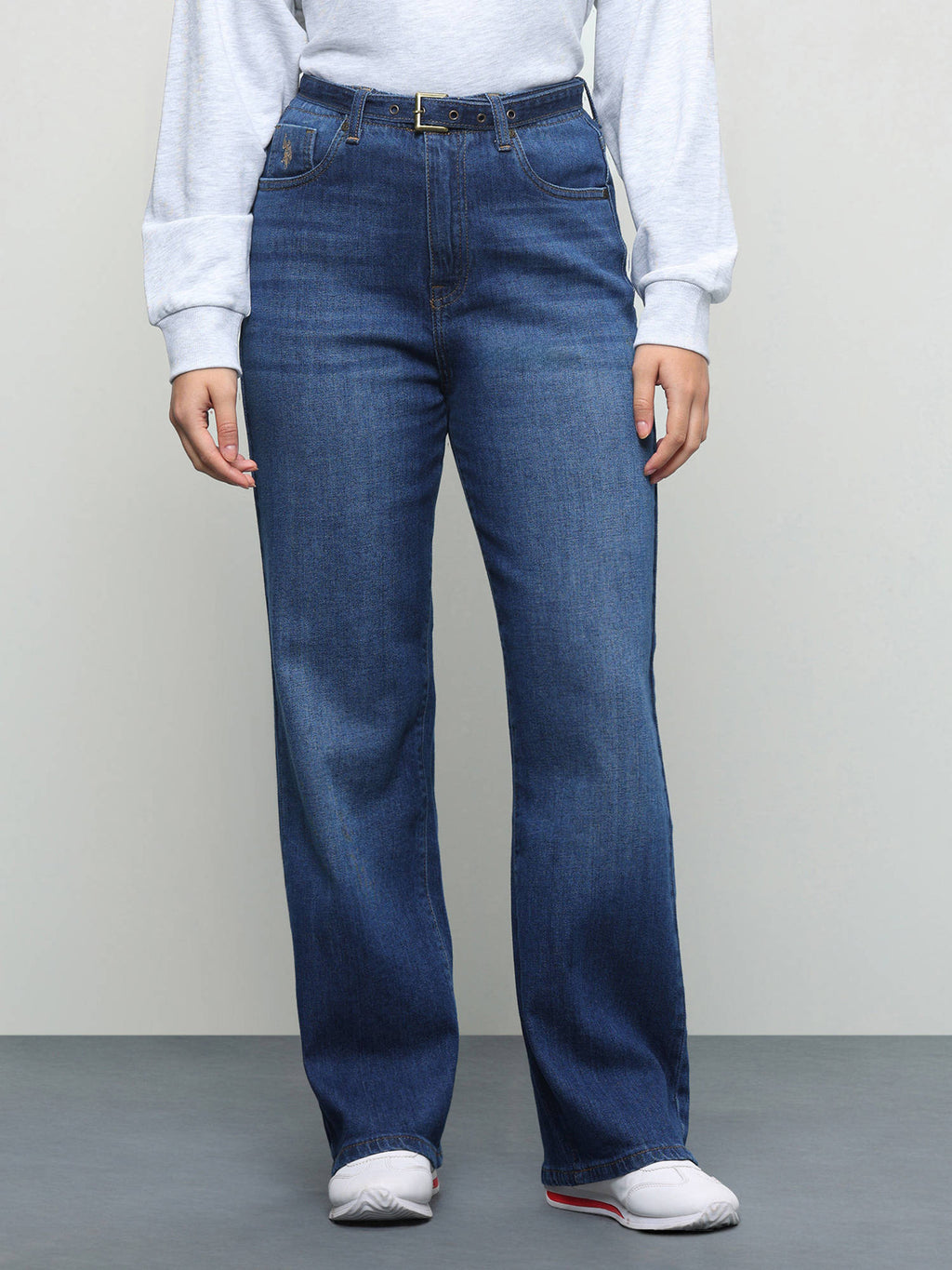 Women Blue Solid/Plain Cotton Jeans | ST23 - view 1