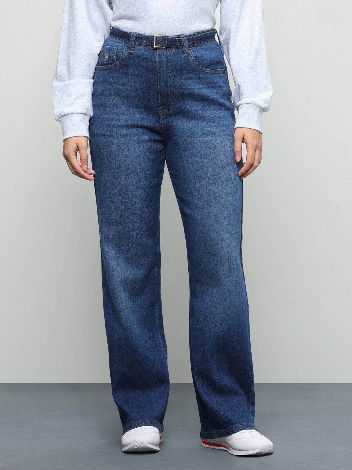 Women Blue Solid/Plain Cotton Jeans | ST23 - view 1