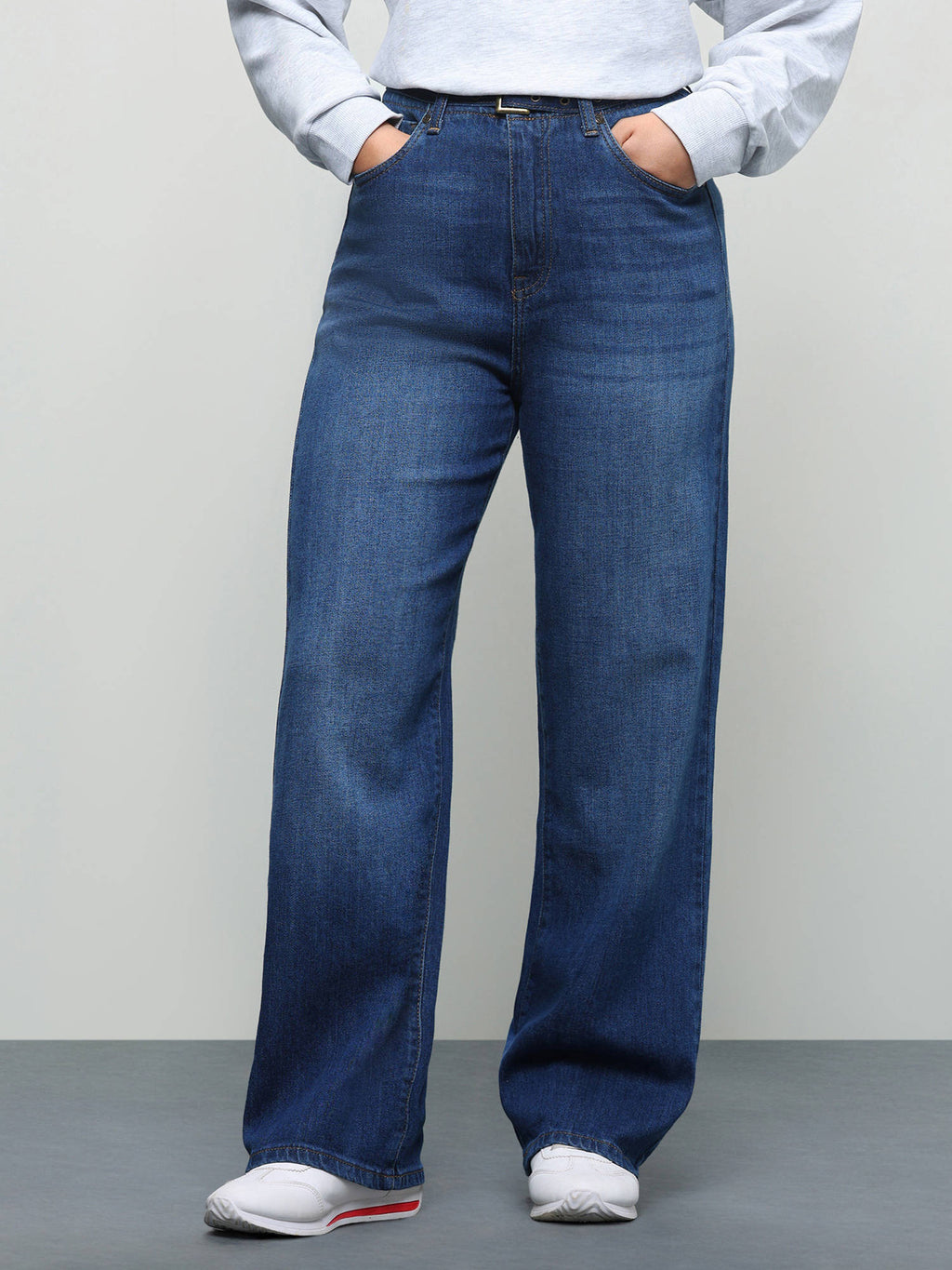 Women Blue Solid/Plain Cotton Jeans | ST23 - view 6
