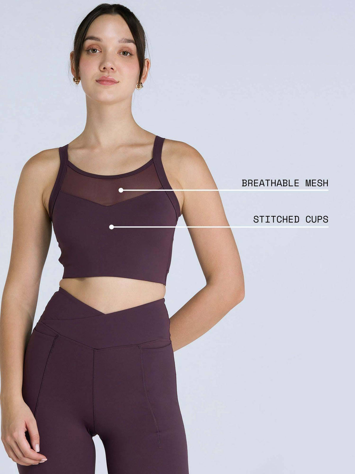 Wine Hyper Mesh Sports Bra | sb09 - view 3
