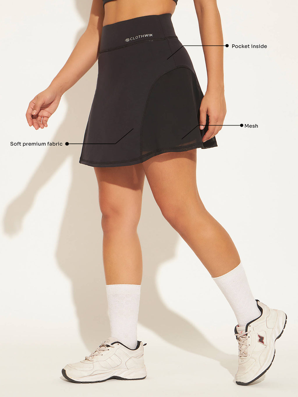 Lavender High Waist Slant Pocket Polyester Skort - view 13