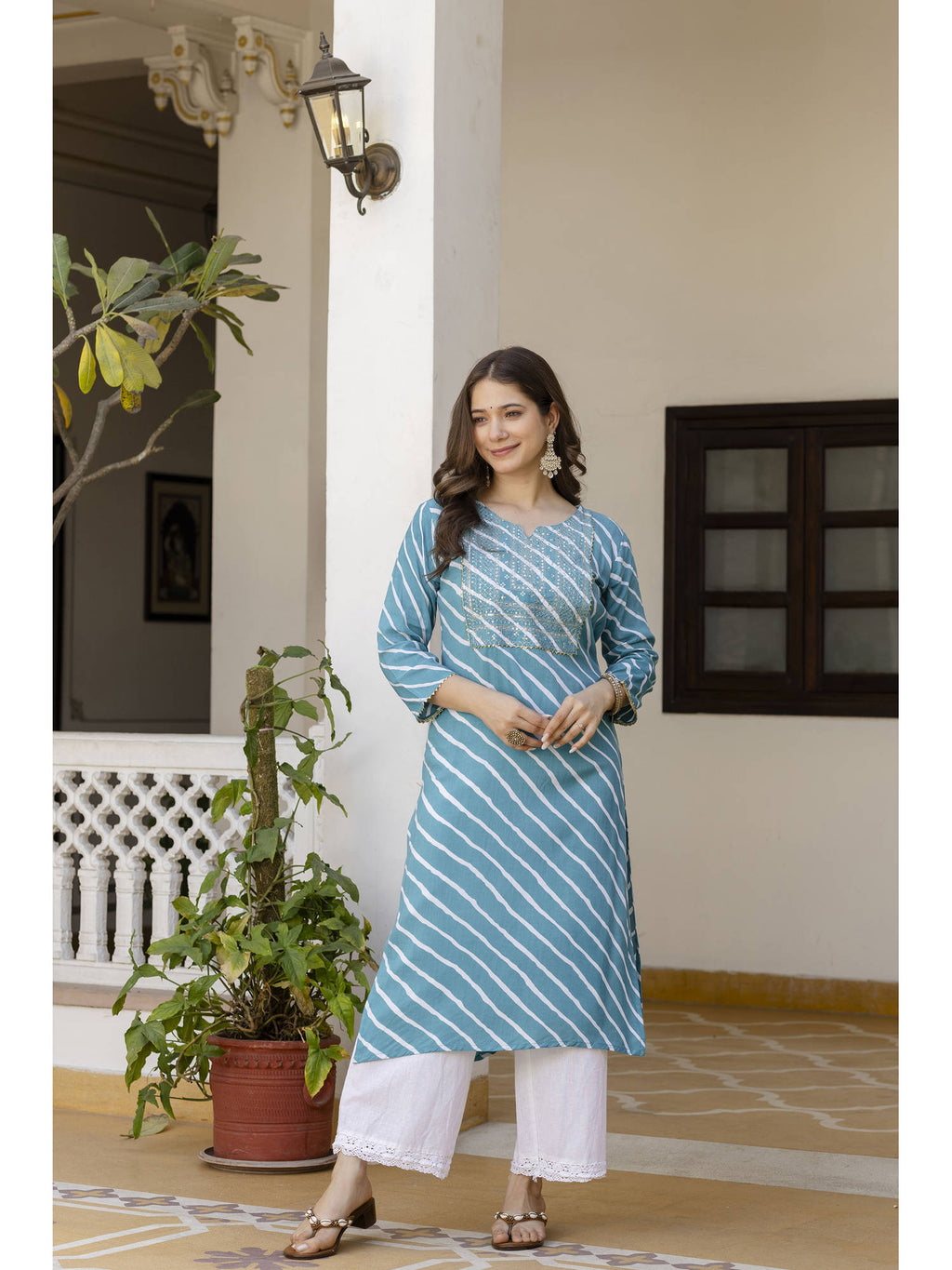 Yellow Cotton Embroidered Kurta | KDG - view 11