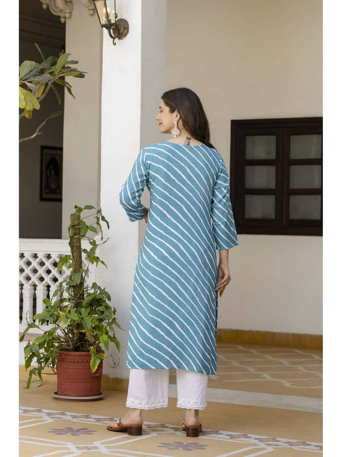 Yellow Cotton Embroidered Kurta | FY93 - view 17