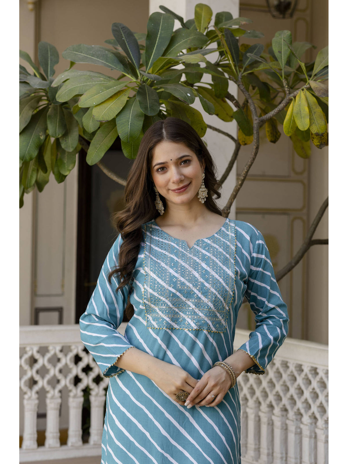 Yellow Cotton Embroidered Kurta | KDG - view 13