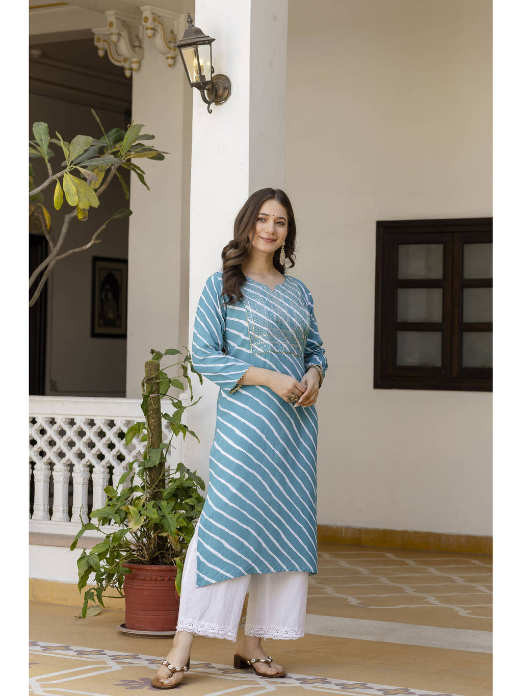 Yellow Cotton Embroidered Kurta | KDG - view 14