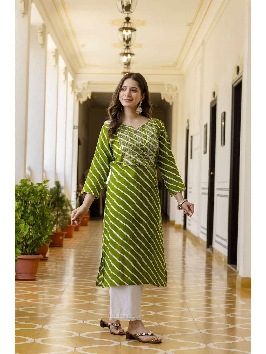 Yellow Cotton Embroidered Kurta | KDG - view 16