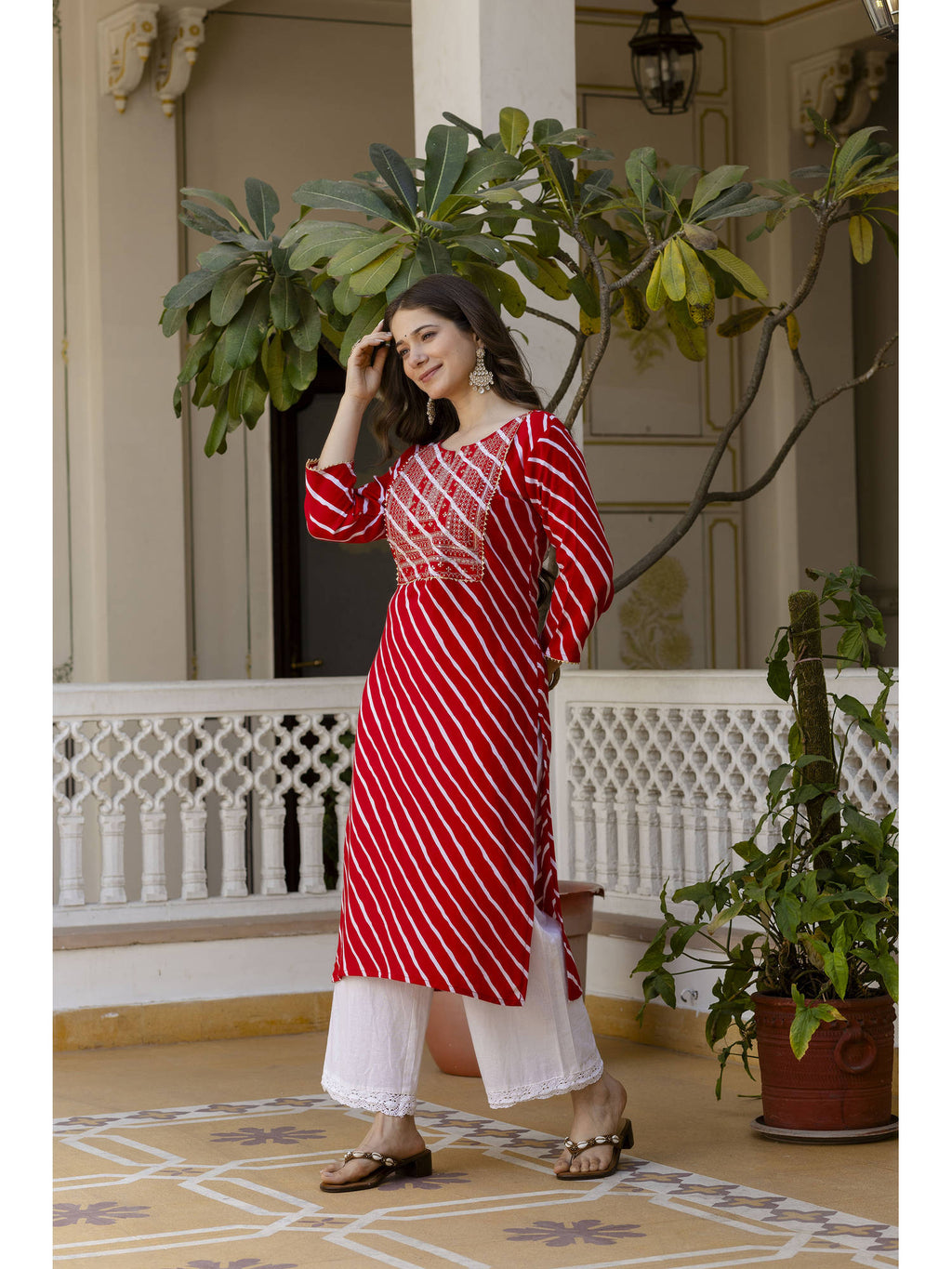 Yellow Cotton Embroidered Kurta | KDG - view 9
