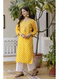 Yellow Cotton Embroidered Kurta | KDG - view 1