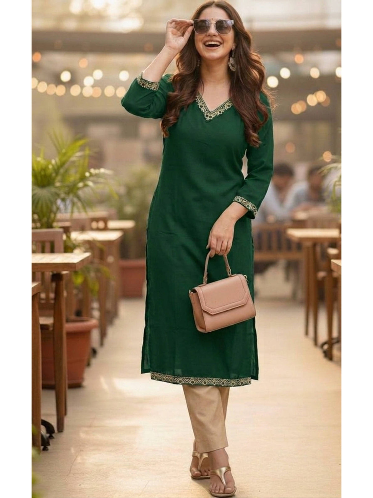 Brown Cotton Embroidered Kurta | U3S - view 11