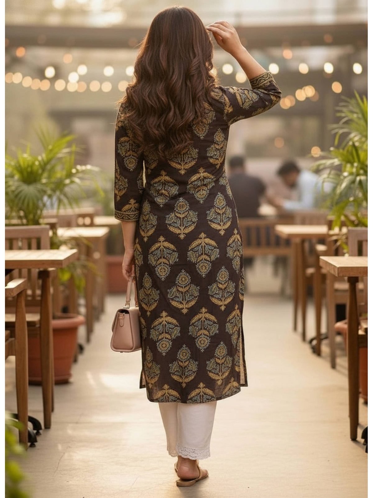 Black Cotton Printed Kurta | KDG - view 2