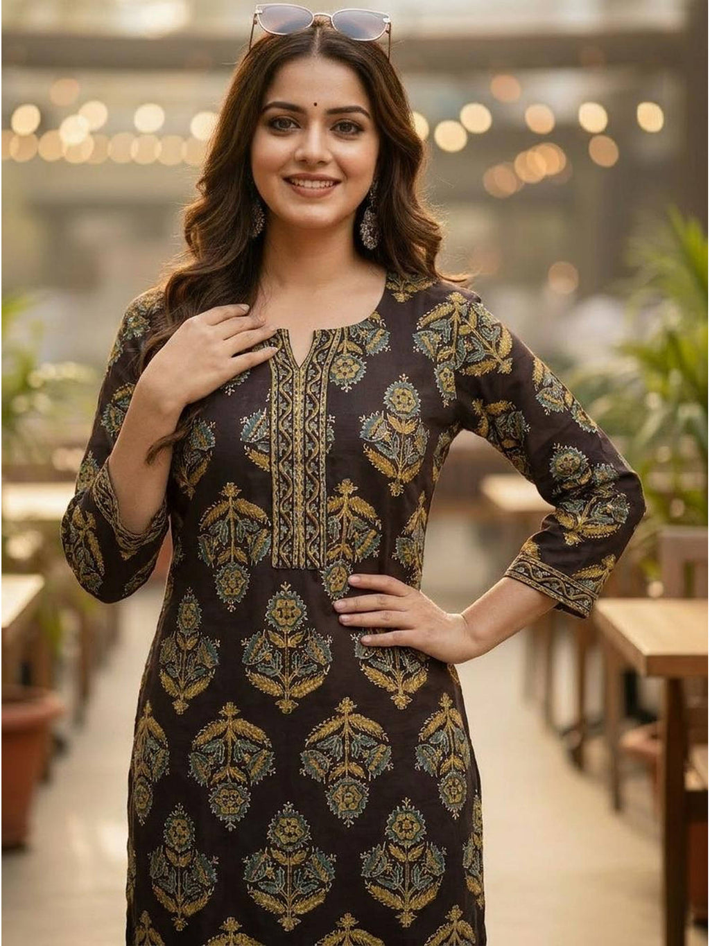Black Cotton Printed Kurta | U3S - view 3