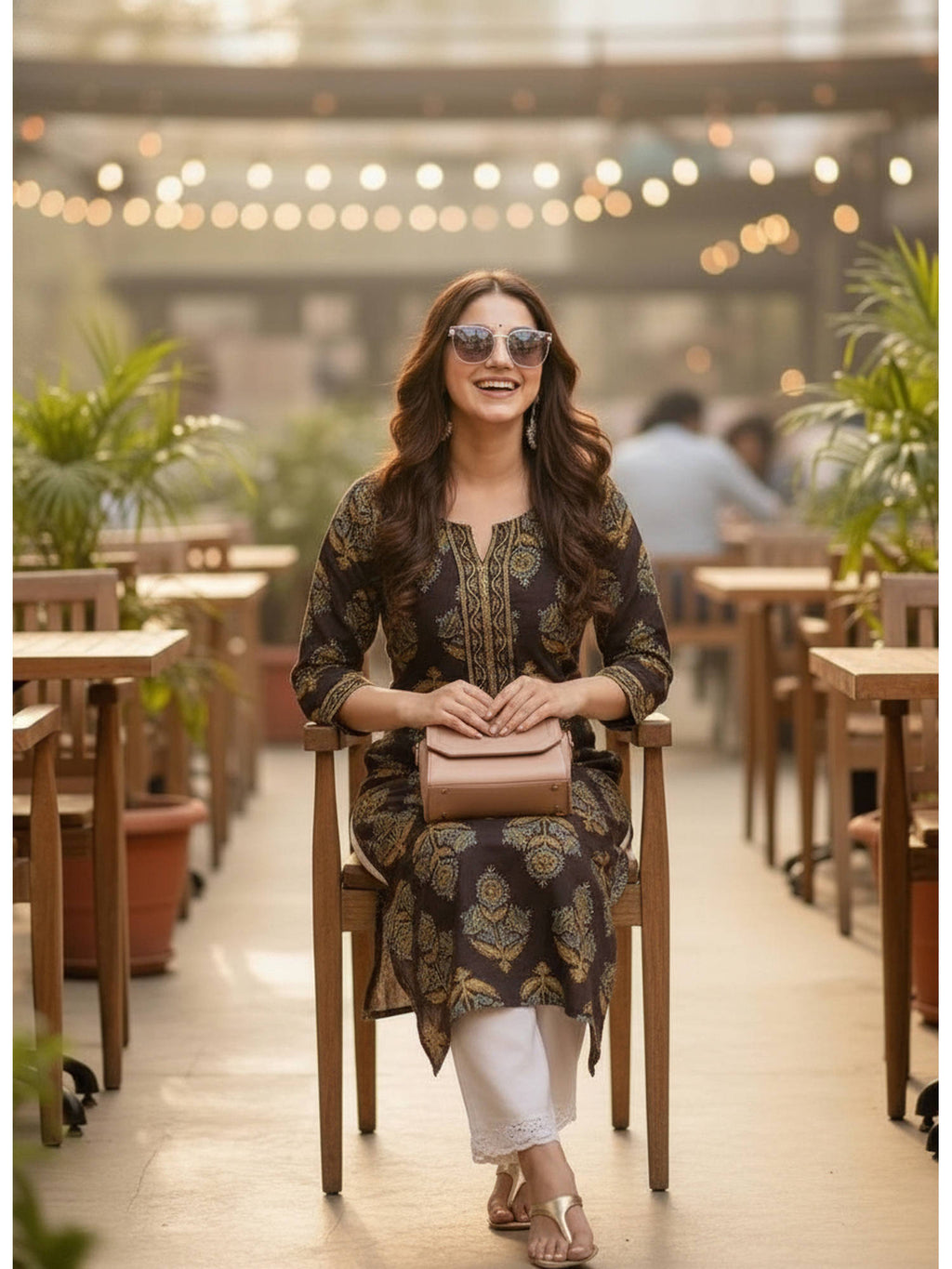 Black Cotton Printed Kurta | KDG - view 4