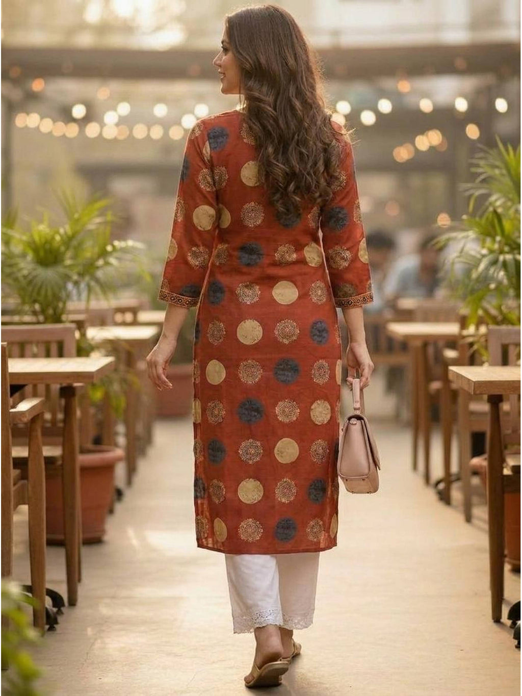 Maroon Cotton Printed Kurta | FY93 - view 2