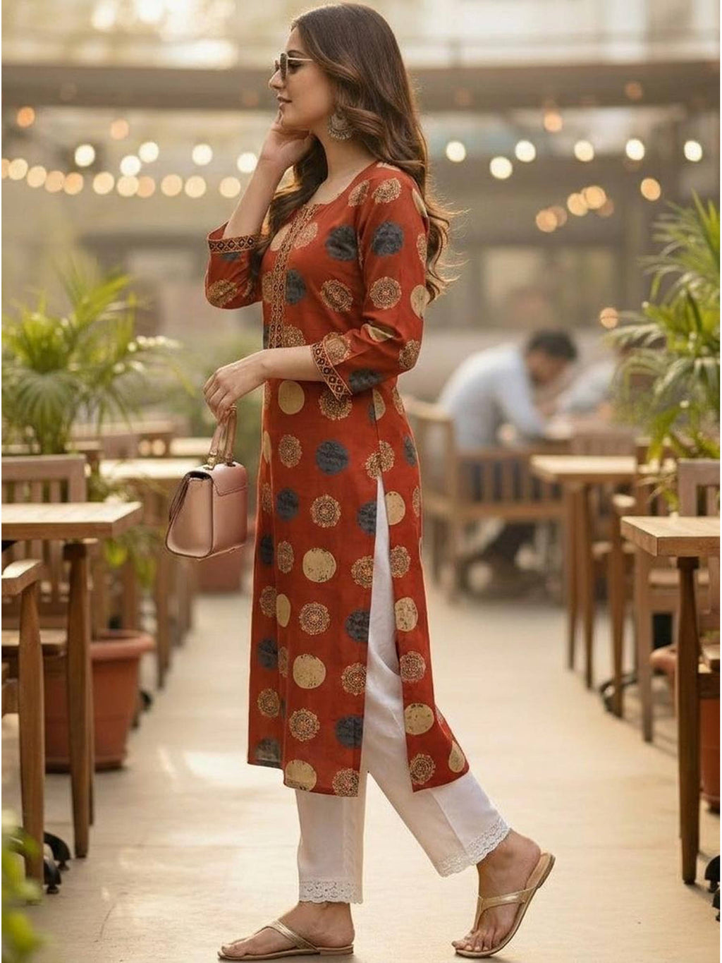 Maroon Cotton Printed Kurta | U3S - view 5