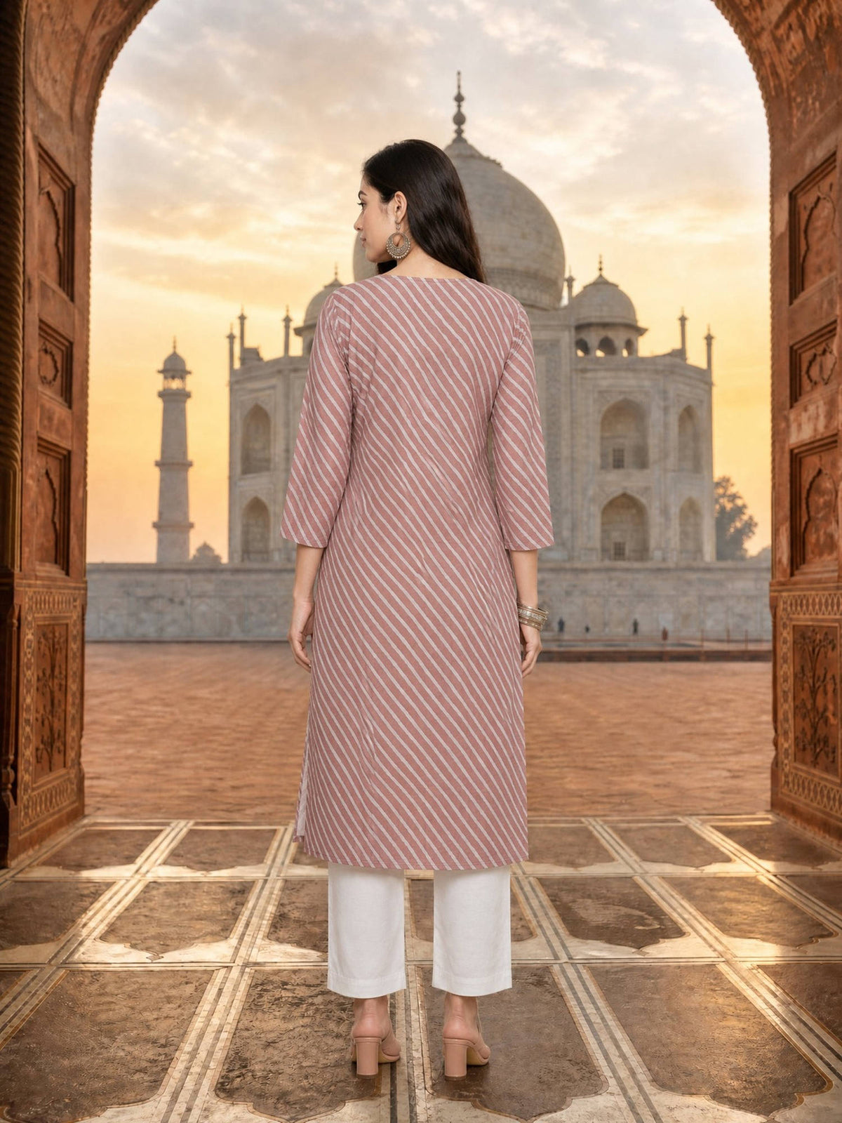 Women Dusty Pink Embroidery Kurta | KDG - view 3
