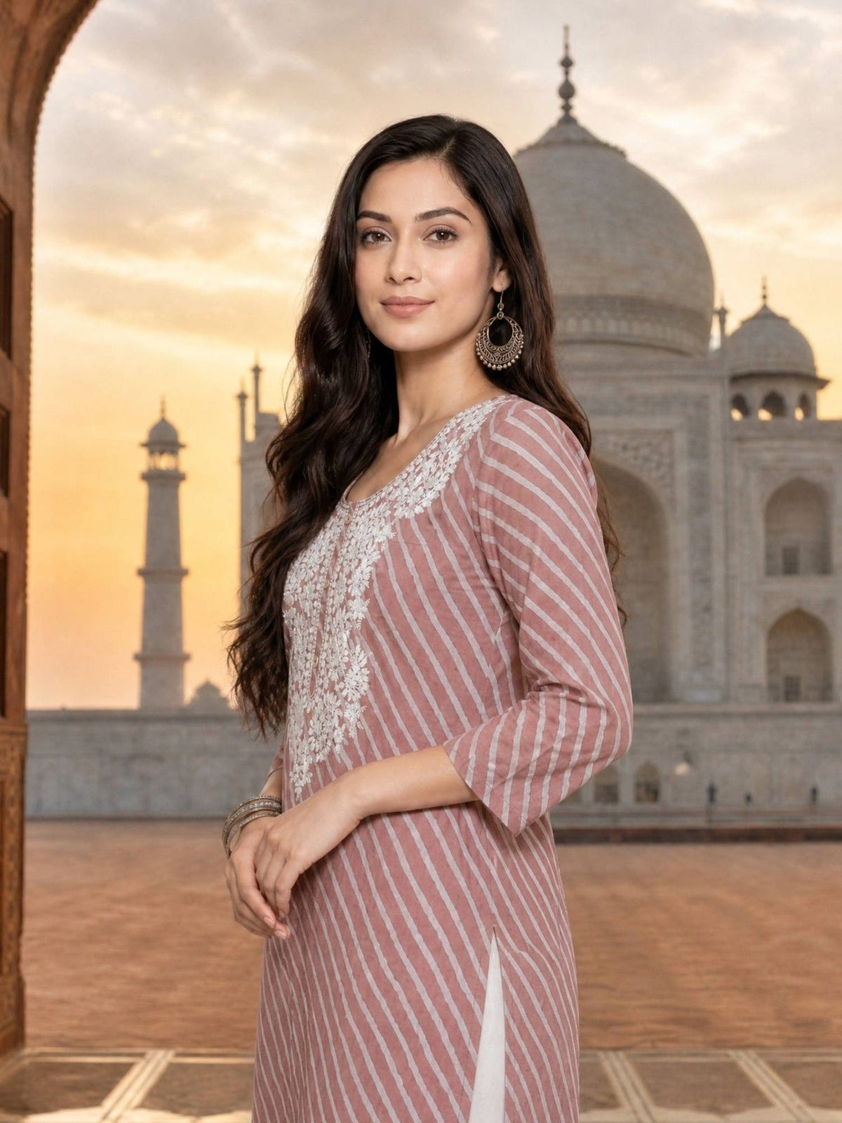 Women Dusty Pink Embroidery Kurta | FY93 - view 5