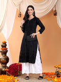 Women Brown Hand Embroidered Chikankari Cotton Solid Kurta | FY93 - view 24