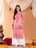 Women Brown Hand Embroidered Chikankari Cotton Solid Kurta | FY93 - view 29