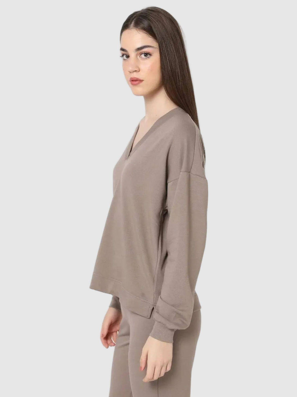 Women Knitted Brown Solid Sweatshirt | HD56 - view 3