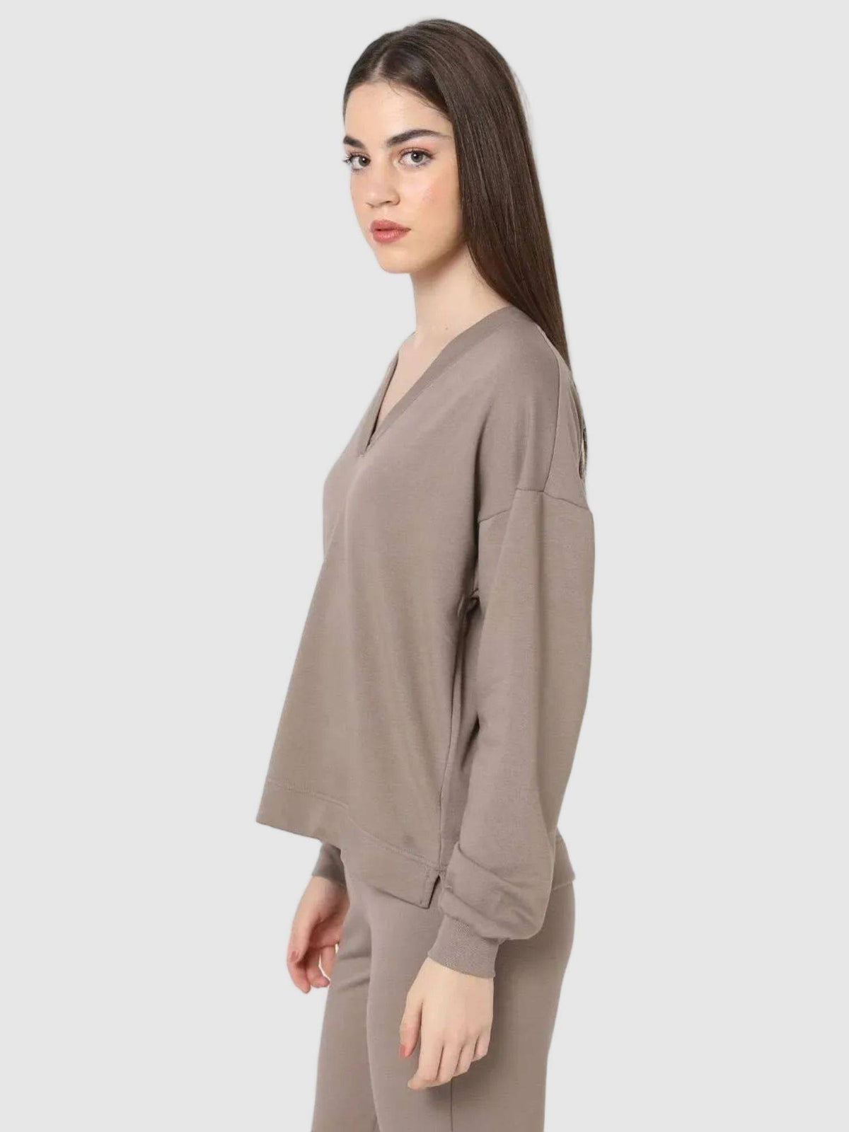 Women Knitted Brown Solid Sweatshirt | HD56 - view 3